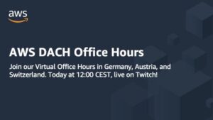 In just over 90 minutes I’ll be joining my colleague Dennis Traub on the AWS DACH (Germany, Austria, and Switzerland) Office Hours on Twitch! Feel free to join us. http://twitch.tv/dennistraub_aws