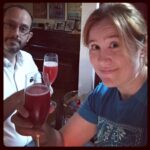 Testing the Snook's new Raspberry Wheat Beer. IT'S PINK!!