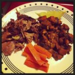 Roast goat with caponata and carrots. Very yummy! #paleo