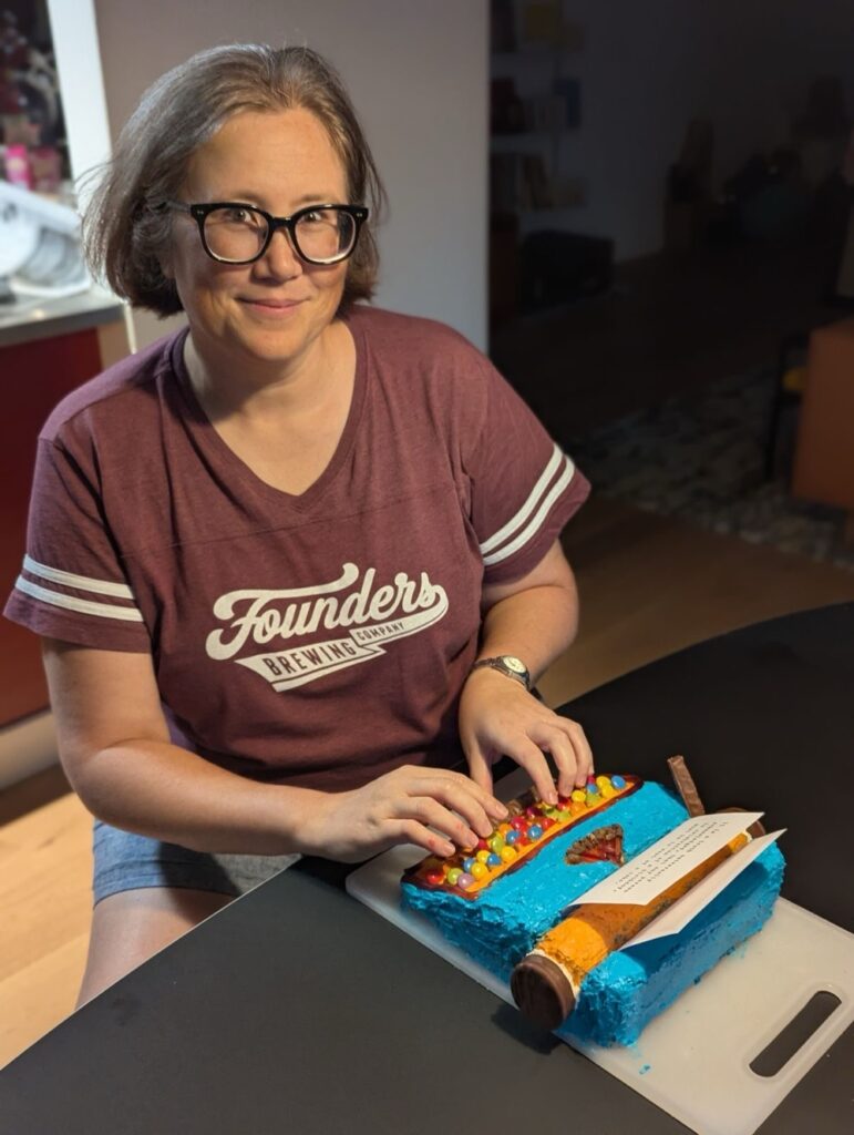 Me typing on a cake