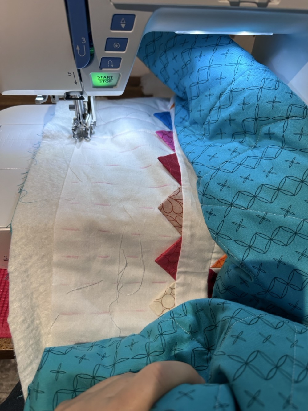 Sewing the piano keys